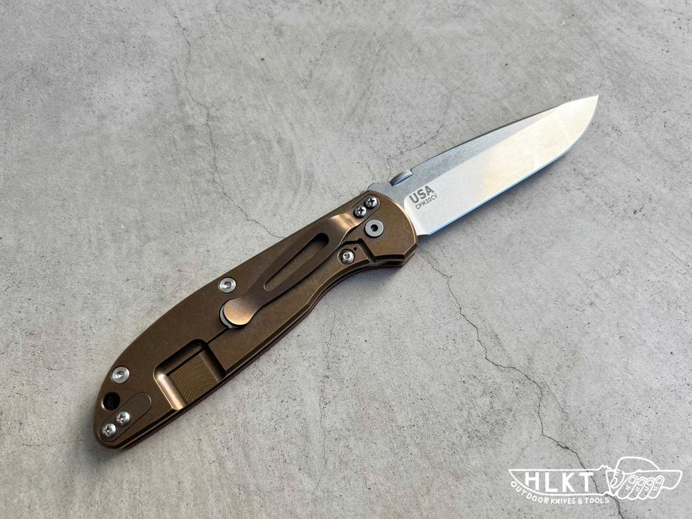 HINDERER KNIVES FIRETAC Tri-Way StoneWash Bronze Ti Red G10